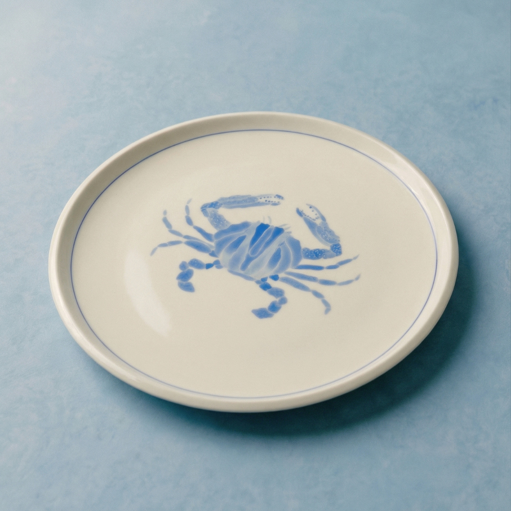 Crab Appetizer Plate with Lined Border
