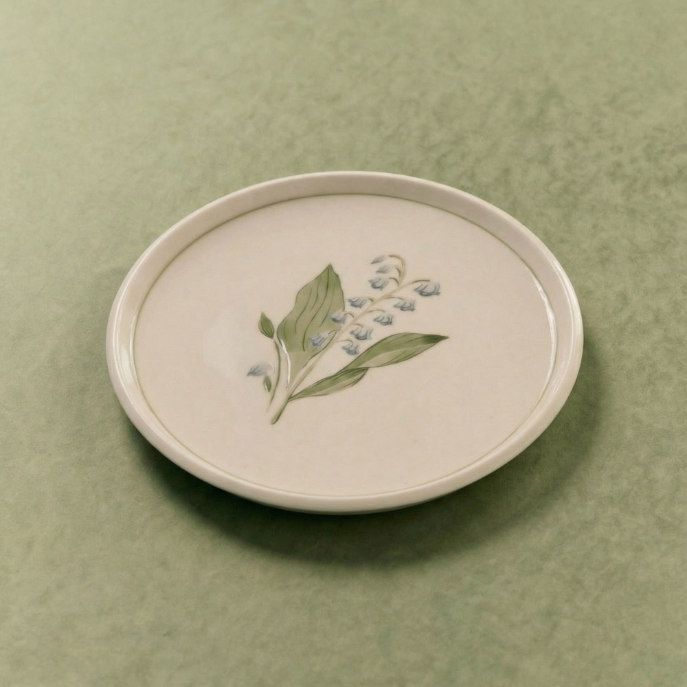 Lily of the Valley Appetizer Plate with Lined Border