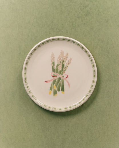 Asparagus Appetizer Plate with Diamond Border