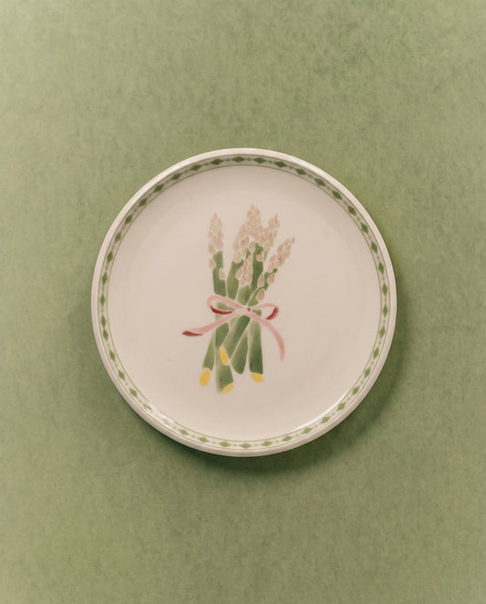 Asparagus Appetizer Plate with Diamond Border