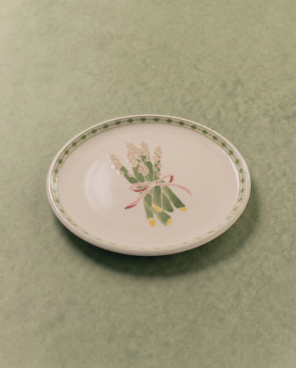 Asparagus Appetizer Plate with Diamond Border