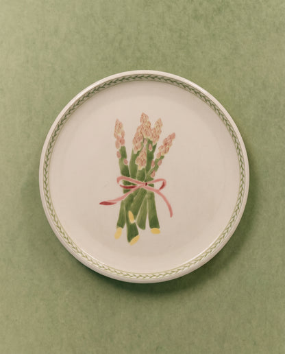 Asparagus Dinner Plate with Leaf Border