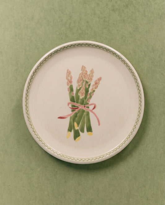 Asparagus Dinner Plate with Leaf Border