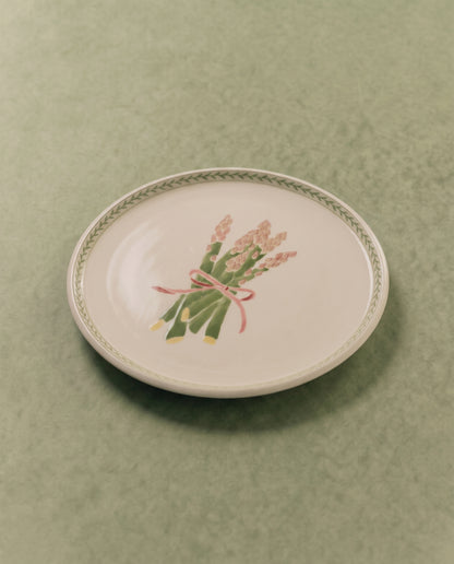 Asparagus Dinner Plate with Leaf Border