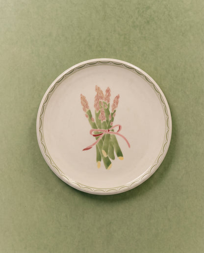 Asparagus Dinner Plate with Wave Border