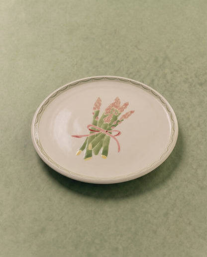 Asparagus Dinner Plate with Wave Border