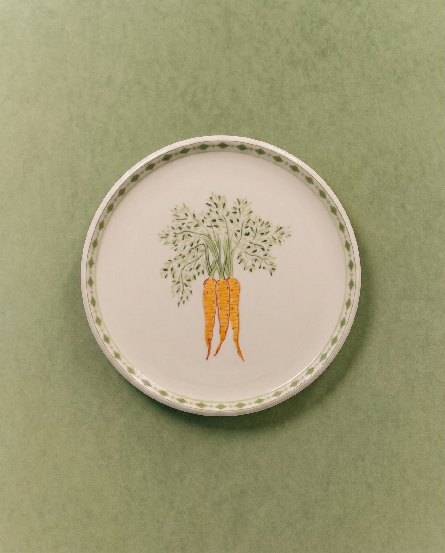 Carrot Appetizer Plate with Diamond Border
