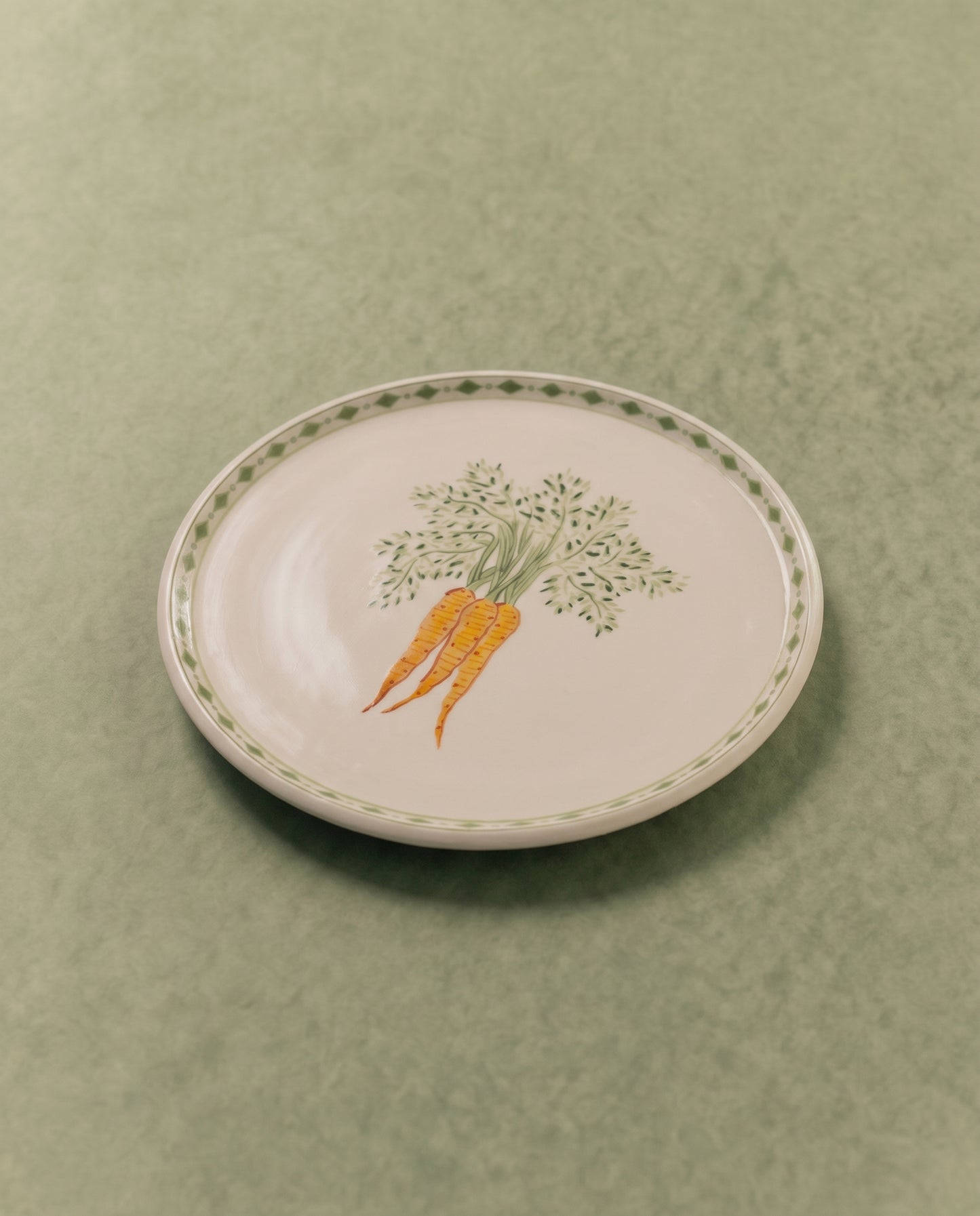 Carrot Appetizer Plate with Diamond Border