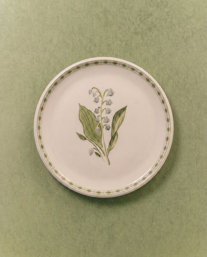 Lily of the Valley Appetizer Plate with Diamond Border