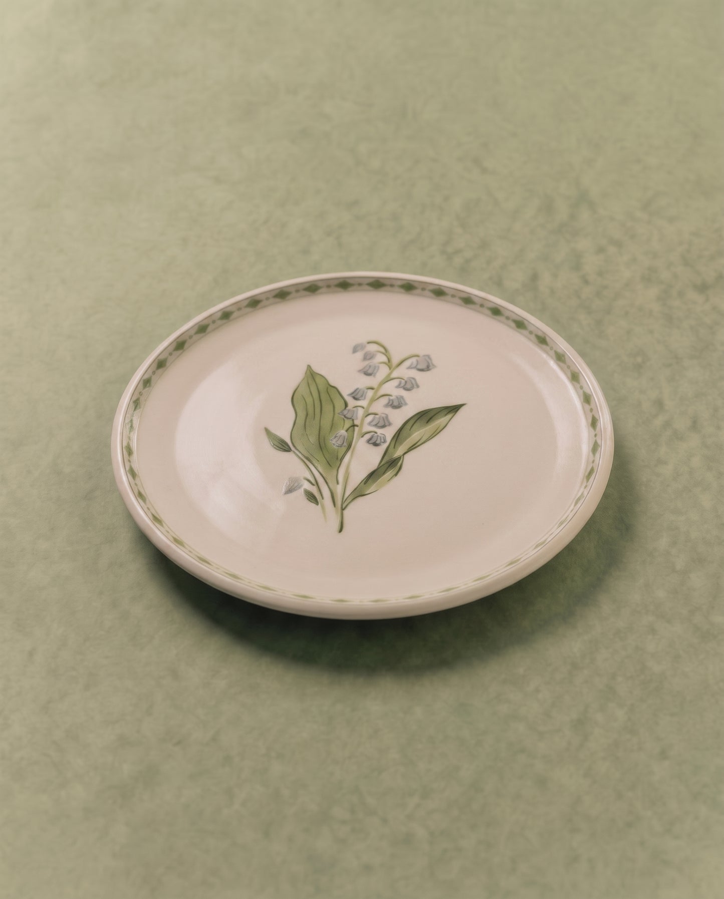 Lily of the Valley Appetizer Plate with Diamond Border
