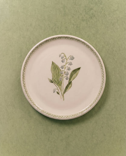 Lily of the Valley Dinner Plate with Leaf Border