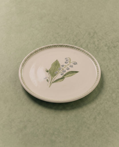Lily of the Valley Dinner Plate with Leaf Border